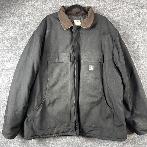 Carhartt Other - VTG Carhartt Jacket Mens XL Black Canvas Lined Workwear Full Zip Corduroy Collar